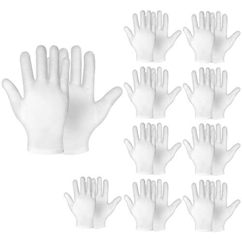 Sibba 10 Pairs White Cotton Gloves for Moisturizing Overnight ...