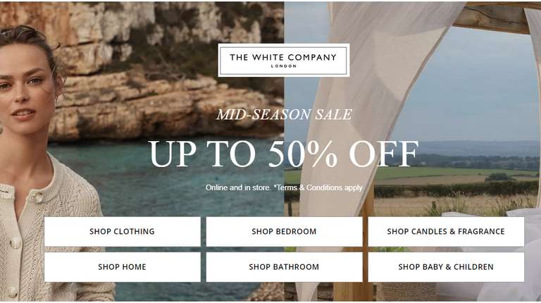 Up to 50% off the Sale + Free Delivery Code From the White Company