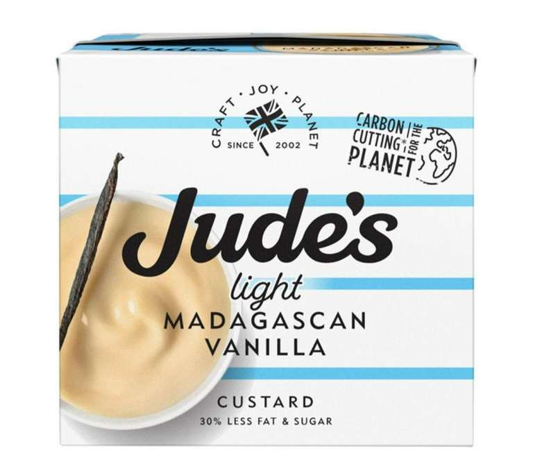 Jude's 69p each or 2 for £1 Light Madagascan Vanilla Custard 500ml - @ Heron Liverpool.