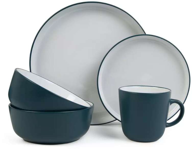 Habitat Two Tone 16 Piece Stoneware Dinner Set + free click and collect