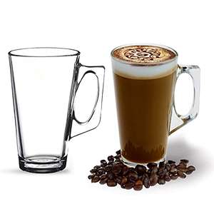 ANSIO Large Latte Glass Coffee Cups - 385ml (13 oz) - Gift Box of 2 Latte Glasses - Compatible with Tassimo Machine (2 Pack) £6.97 @ Amazon