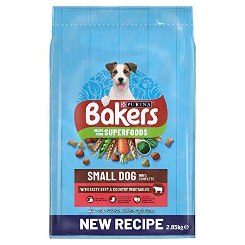 Bakers Small Dog Adult Dry Dog Food Beef and Veg, 2.85 kg (Pack of 4) £6.49 (£6.17 S&S or £5.52 with voucher) @ Amazon