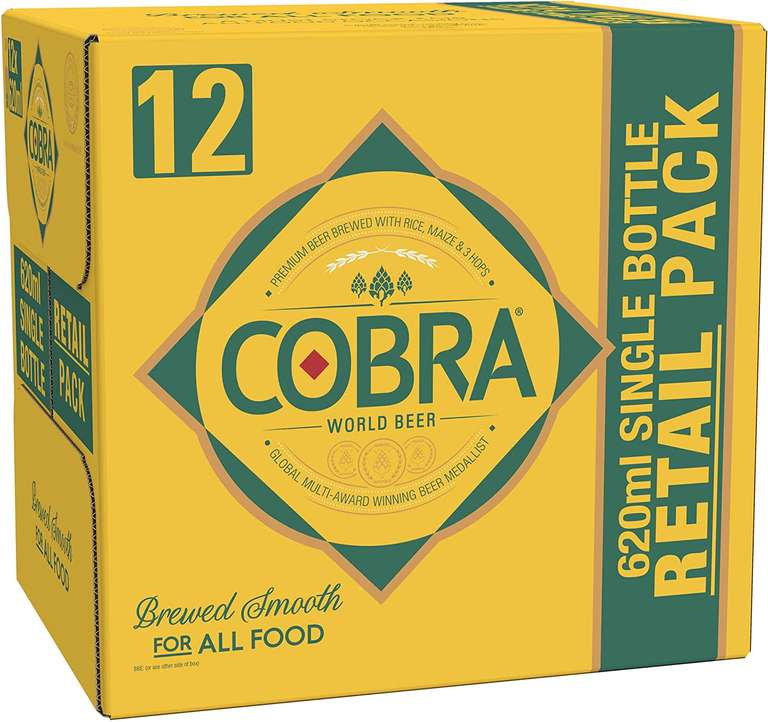 Cobra Brewed Smooth Beer 12x620ml, Premium - £22.68 (£19.28 with voucher & Max S&S discount) @ Amazon