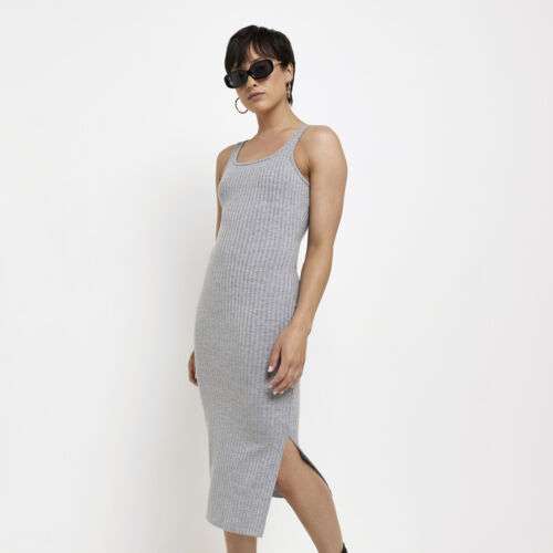 River Island Womens Bodycon Dress Grey Petite Scoop Neck Sleeveless Casual Sizes 12-16 £8 @ River Island / eBay