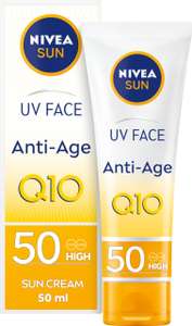 NIVEA Sun UV Face Anti-Age SPF 50 Cream (50ml), Q1 Anti-Ageing sun Cream with voucher - £4.25 with max S&S