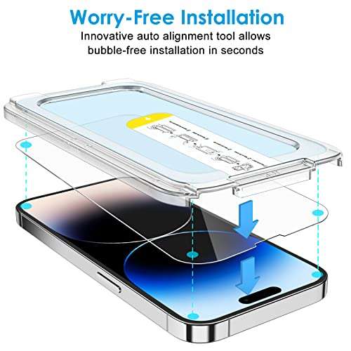JETech One Touch Install Screen Protector for iPhone 14 Pro Max + Applicator Tool - £3.99 w/ voucher, Dispatched By Amazon, Sold By JETech