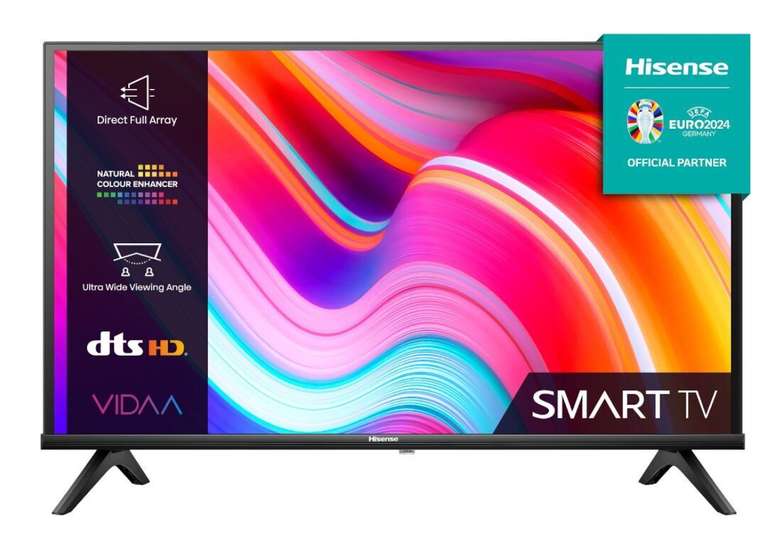 Hisense 4 Series 40A4KTUK Full HD Smart TV - Black, 2 year warranty, with code markselectrical