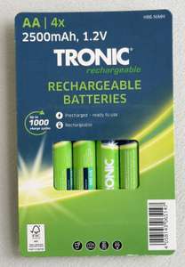 Tronic Rechargeable Batteries AA and AAA 4 pack - two for £6 instore Lytham