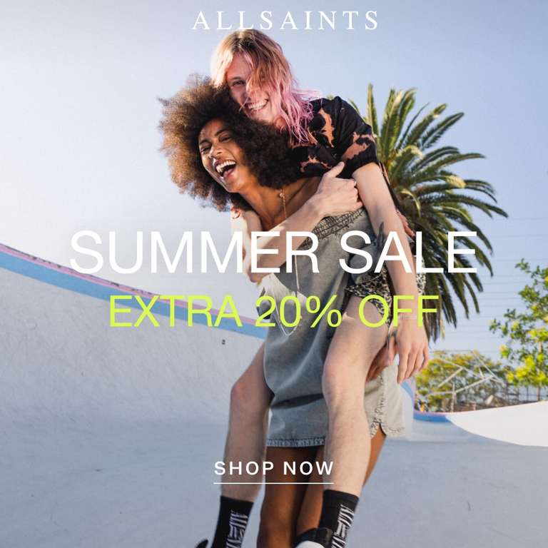 Up to 50% off the Sale +Extra 20% off + 15% off with NL sign up +Free Delivery for Prime Members via Amazon Pay + Free Returns @ AllSaints