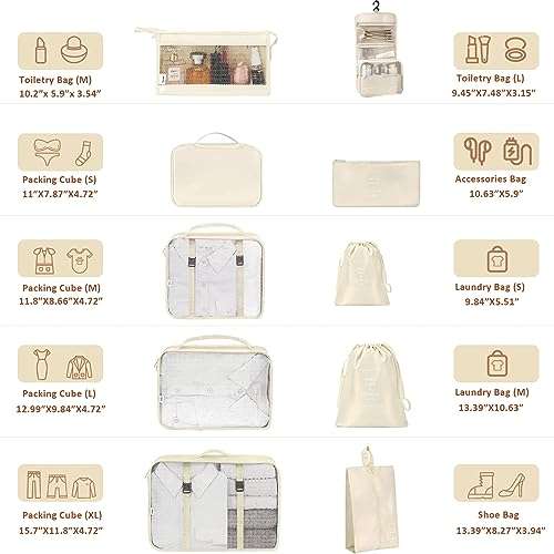 Teenza 10 PCS Packing Cubes for Suitcase, Waterproof - Osmanthus fragrans Co., Ltd FBA