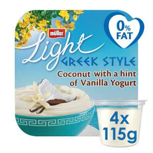 Muller Light Fat Free Greek Style Yogurt 4 x 115g (Various Flavours) - £1 @ Morrisons