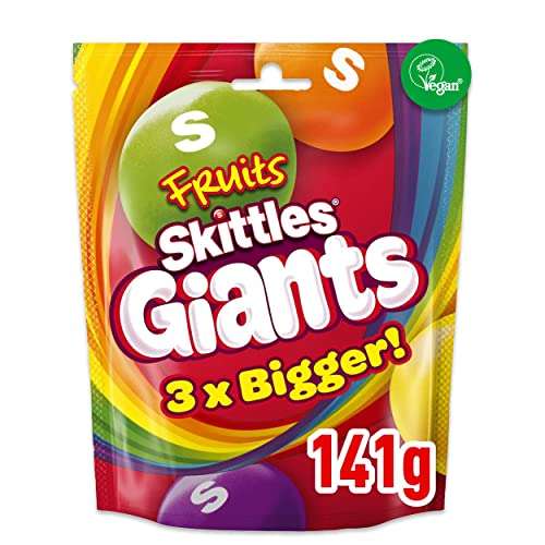 Skittles Giants Sweets, Sharing Bag 141g £1.00 / 90p Subscribe & Save (possibly 70p with voucher) @ Amazon