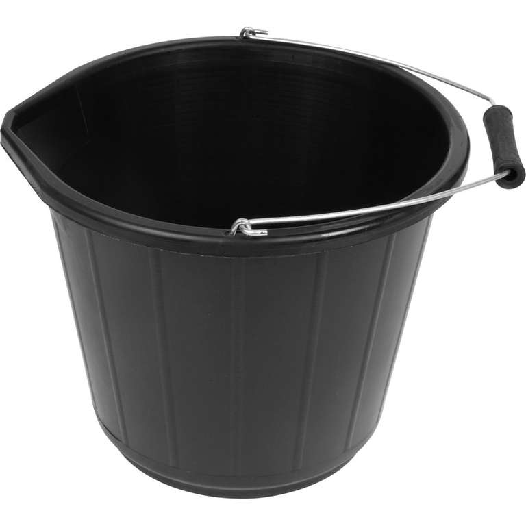 Black Plastic Bucket 14.5L - £1.39 + free click & collect @Toolstation
