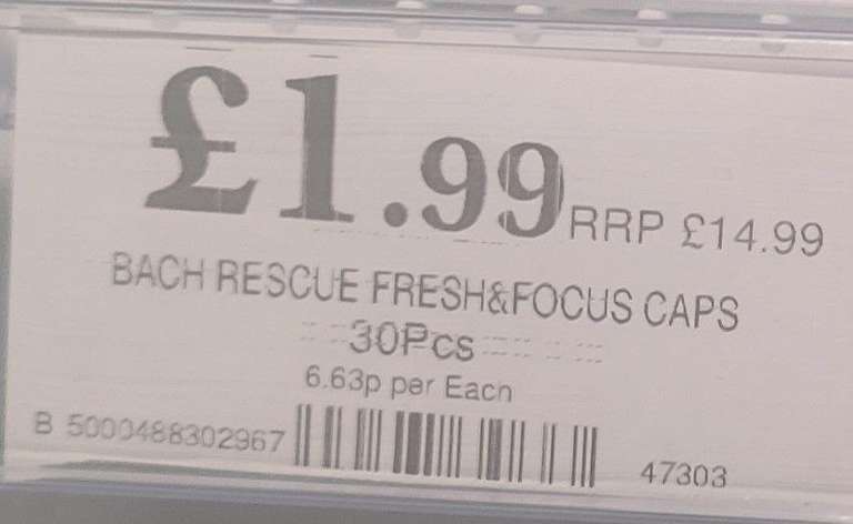 Bach Rescue Capsules Fresh & Focus / Bach Rescue Peaceful Night Capsules (30 Vegan Capsules) - £1.99 In Store @ Home Bargains, Fort William