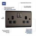 BG Electrical NBN22B-01 Double Switched Power Socket, Black Nickel, 13 Amp