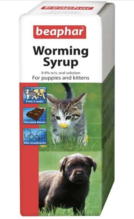 Beaphar - Worming Syrup - For Puppies & Kittens - Treats Roundworms