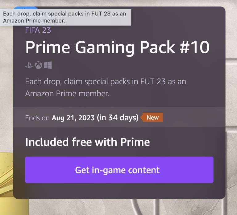 FIFA 23 Prime Gaming Pack 10 on PS4, PS5, Xbox One, Xbox Series X|S and PC