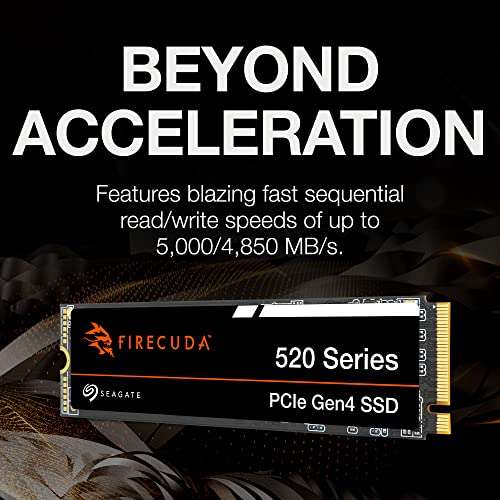 Seagate FireCuda 520, M.2 PCIe Gen4 ×4 NVMe 1.4, 500GB £34.49 / 1TB £49.99 / 2TB £100.49