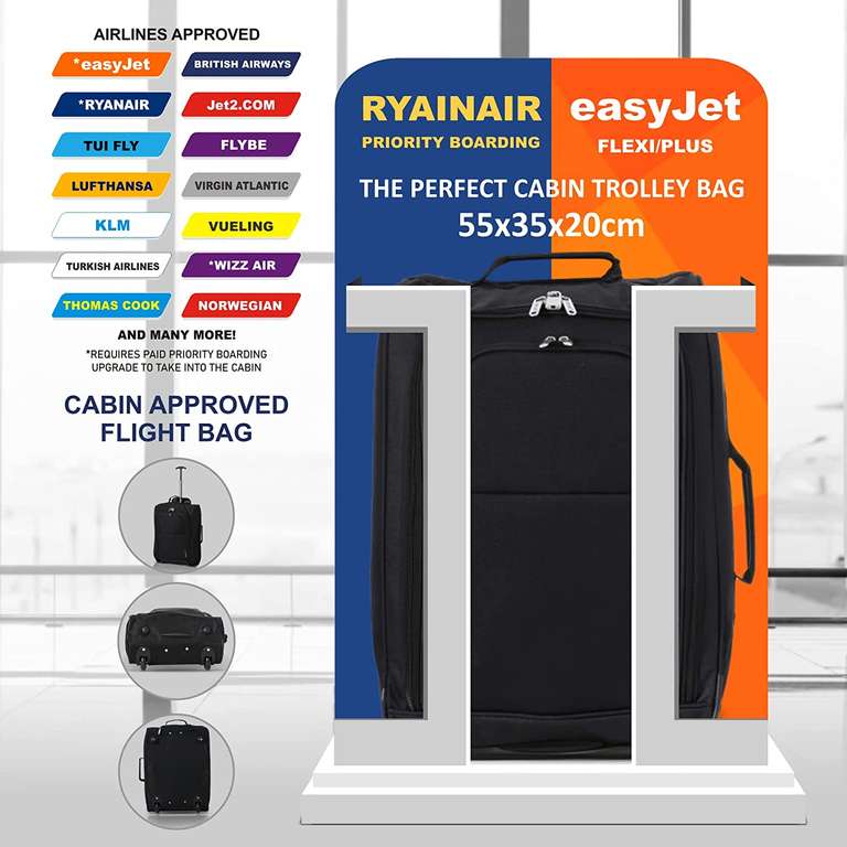 5 Cities Ryanair Luggage Bundle (55x35x20cm) Cabin Trolley and (40x20x25cm) Flight Bag, 2 Years Warranty £19.99 @ Travel Luggage Cabin