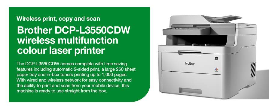 Brother DCP-L3550CDW Colour Laser Printer - All-in-One, A4 Printer
