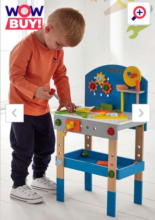 Personalised Wooden Toy Tool Bench and Accessories £18 + £4.99 delivery @ Studio
