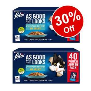 80 x 100g Felix As Good As It Looks Wet Cat Food - £18.19 delivered with code @ Zooplus