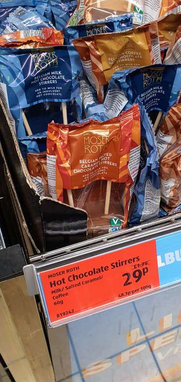 Moser Roth Belgian Milk Hot Chocolate Stirrers 2x30g 29p instore @ Aldi Biggleswade