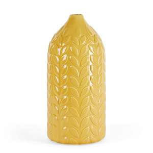 Ochre Leaf Effect Ceramic Vase. Free C&C