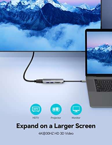 TECKNET USB C to HDMI Adapter, Type C Hub Multiport Adapter With 4K HDMI £14.99 with code Dispatches from Amazon Sold by TechTack(EU)