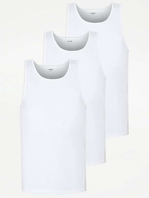 3 Pack - Mens 100% Cotton Jersey Vests (2 Colours / Sizes M - 4XL) - Free C&C