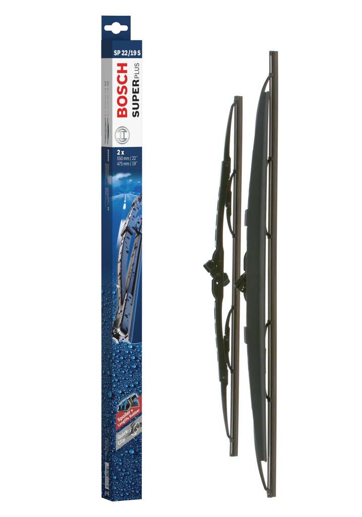 Tergicristalli Bosch Super Plus Spoiler SP22/16S, Lunghezza 550mm/400mm, 1 set per parabrezza anteriore, Solo per veicoli con guida a destra UK