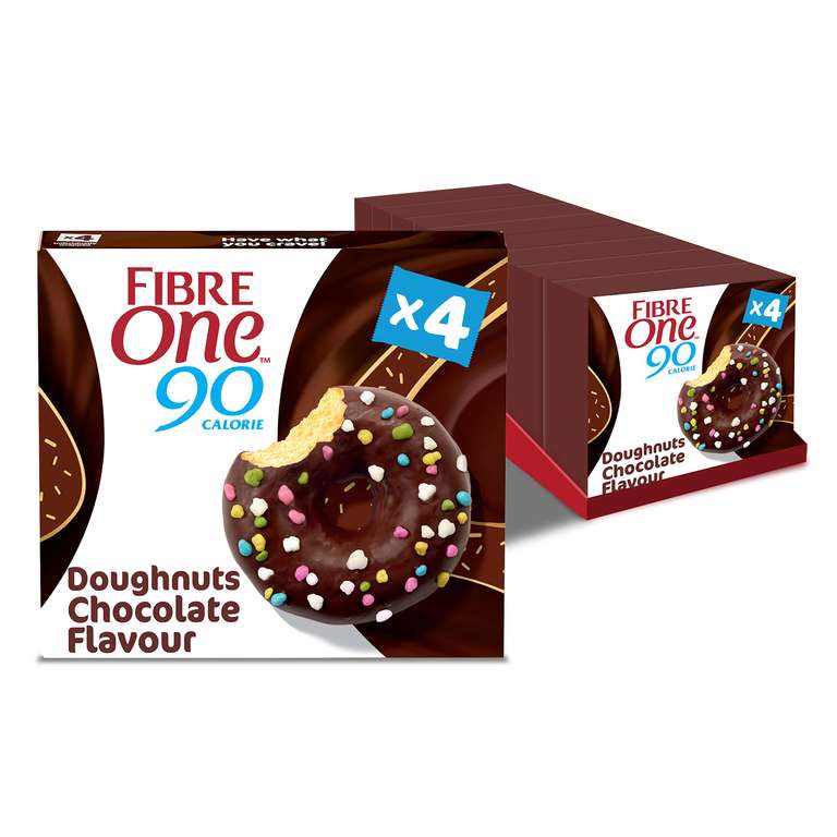 Fibre One 90 Calorie Doughnuts Chocolate Flavour 4 x 23g (92g) (Pack of 8) - £6.34 with 10% off S&S