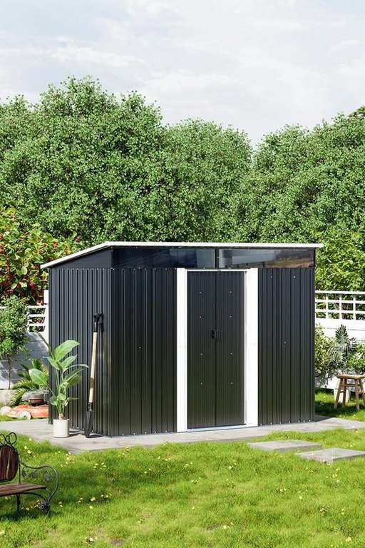 8.5 ft W x 6.4 ft D Garden Metal Storage Shed with Lockable Sliding Doors Sold & Delivered by Living and Home