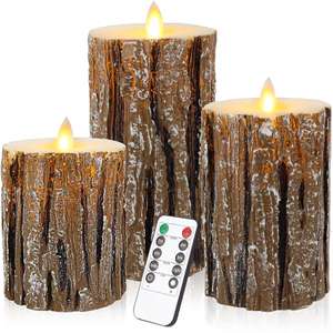 3 Flickering LED Candles with Remote (Birch Effect 4" 5" 6") £12.99 @ Denny Shop