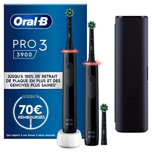 2 x Oral B Pro 3 (3900) Electric Toothbrushes (Black) £50 at Amazon