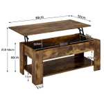 Yaheetech Lift Top Coffee Table, Storage Shelf, Rustic Brown with voucher - sold & dispatched by Yaheetech UK