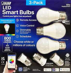 Three Feit RGB WiFi (only 2.4GHz) smart bulbs E27/B22 for £14.99 instore @ Costco