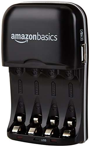 Amazon Basics 4 Slot Ni-MH AA & AAA Battery Charger with Indicator LEDs, with USB Port - £10 @ Amazon