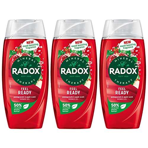 Radox Mineral Therapy Feel Ready Shower Gel with Pomegranate & Apple Scent - 225ml (Pack of 3) By Morrisons (Selected Areas,Min Spend App)