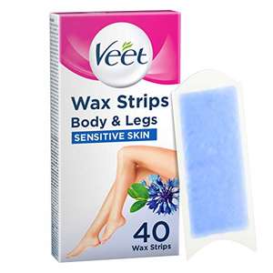 Veet Body & Legs Cold Wax Strips For Sensitive Skin, With Almond Oil & Vit E, Pack Of 40 Wax Strips (20 Double Sided Strips) £4.93 @ Amazon