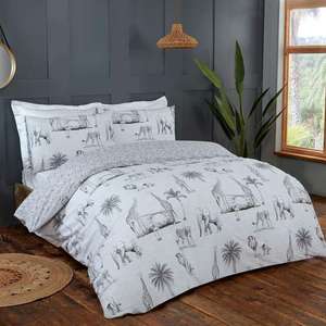 Safari Grey Cotton Rich 180 Thread Count Reversible Duvet Set From £17.50 with code + Free Delivery From Julian Charles