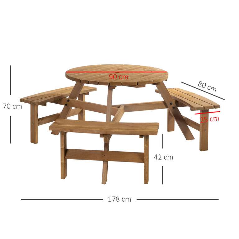 6 Seater Round Table Chair Benches - New - Using Code / Sold By Aosom UK (UK Mainland)