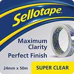 Sellotape Super Clear Tape, Single roll (24mmx50m) - w/Voucher