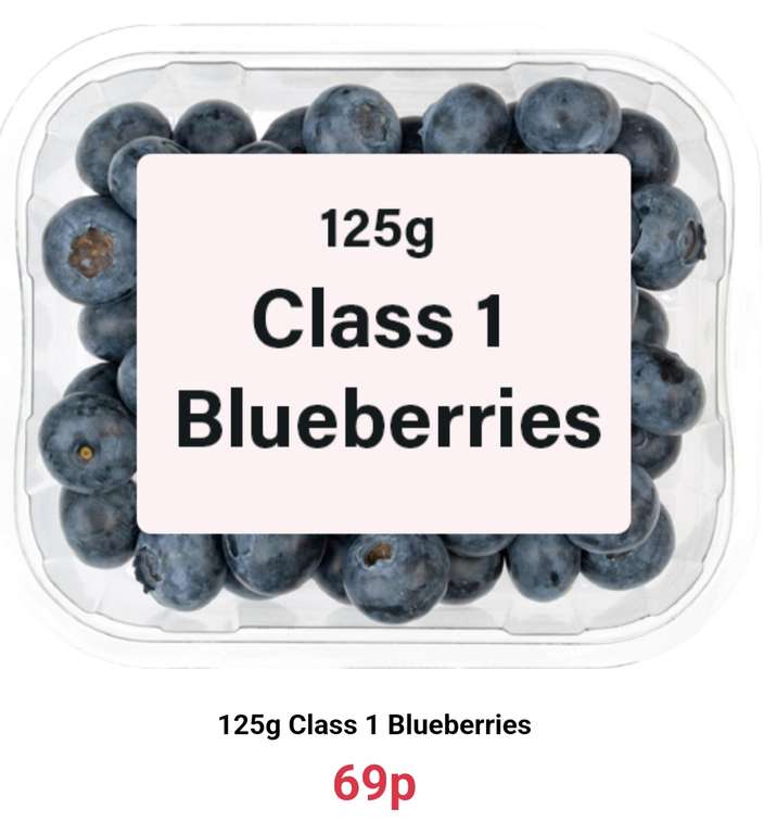 Blueberries 125g or Raspberries 150g Class 1