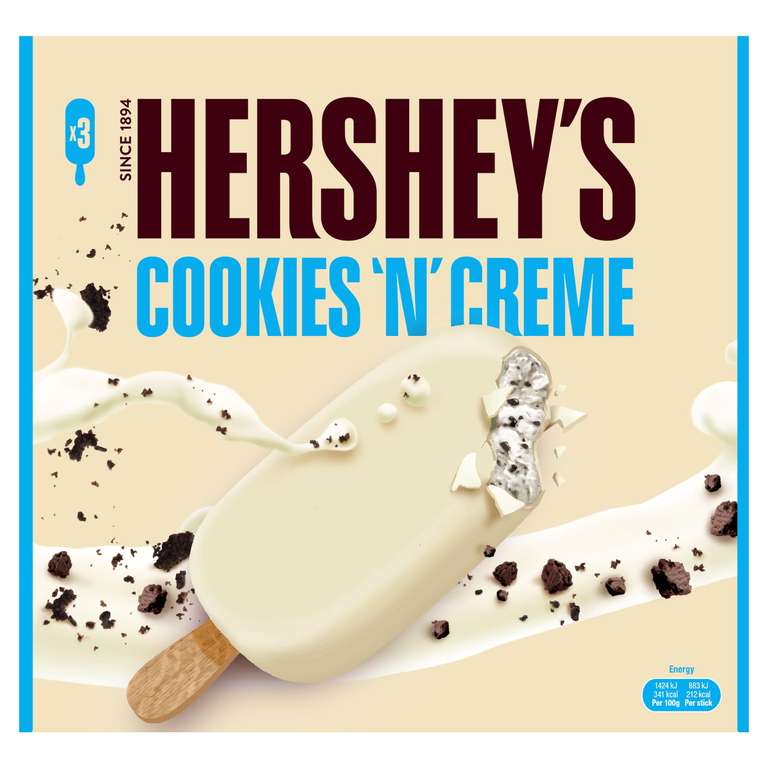 Hersheys Cookies & Creme Ice Cream Sticks 3×90ml