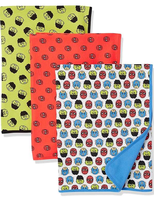 Amazon Essentials Baby Boy's Marvel Swaddle Blankets, Pack of 3 now £8.50 at Amazon