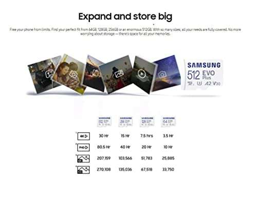 Samsung Evo plus 128GB microSD SDXC U3 class 10 A2 memory card 130MB/S - sold by Kaza @ Amazon