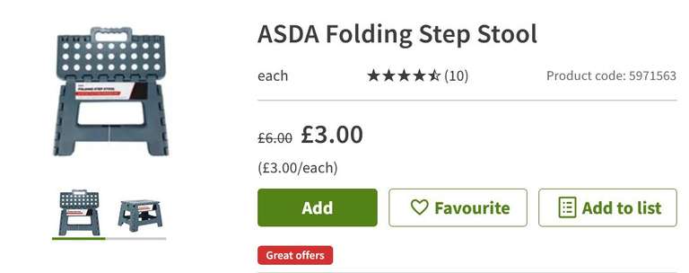 Asda Folding Step Stool - £3 @ Asda