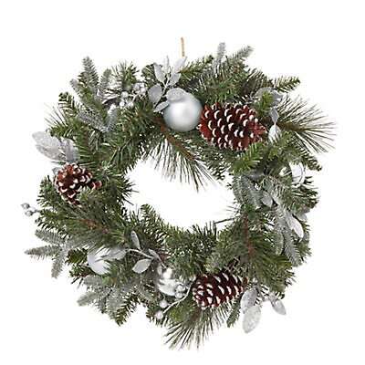 50cm Green & silver baubles, berries & pine cones Wreath - £7 free click & collect @ B&Q