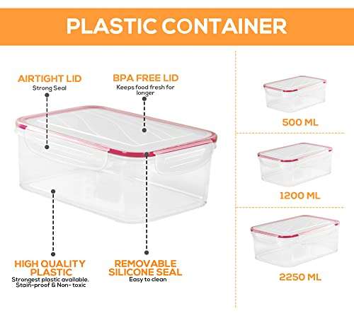 KICHLY Plastic Airtight Food Storage Containers 24 Pieces (12 Containers & 12 Lids) £16.99 @ Amazon Sold by Utopia Deals Europe